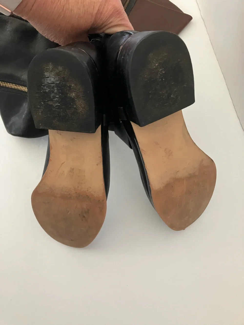 Michael Kors Black Leather Over-the-Knee Boots with Brown Cuff